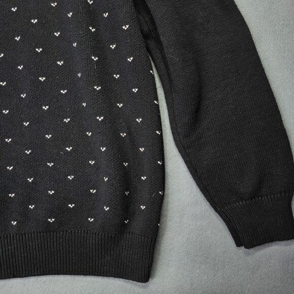 Chaps Sweater Mens Large Black Mock Neck 3-Button Fair Isle Polar Bear Cotton - Picture 4 of 9